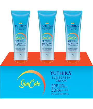 Yuthika Sunscreen SPF 50 PA++++ with UVA & UVB Protection, Dermatologically Tested Sunscreen Cream 18g Pack of 3