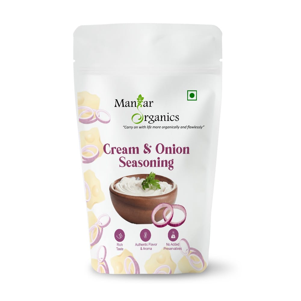 ManHar Organics Cream & Onion Seasoning Powder | Rich, Savory Flavour Enhancer for Snacks, Fries, Popcorn & More | 500gm