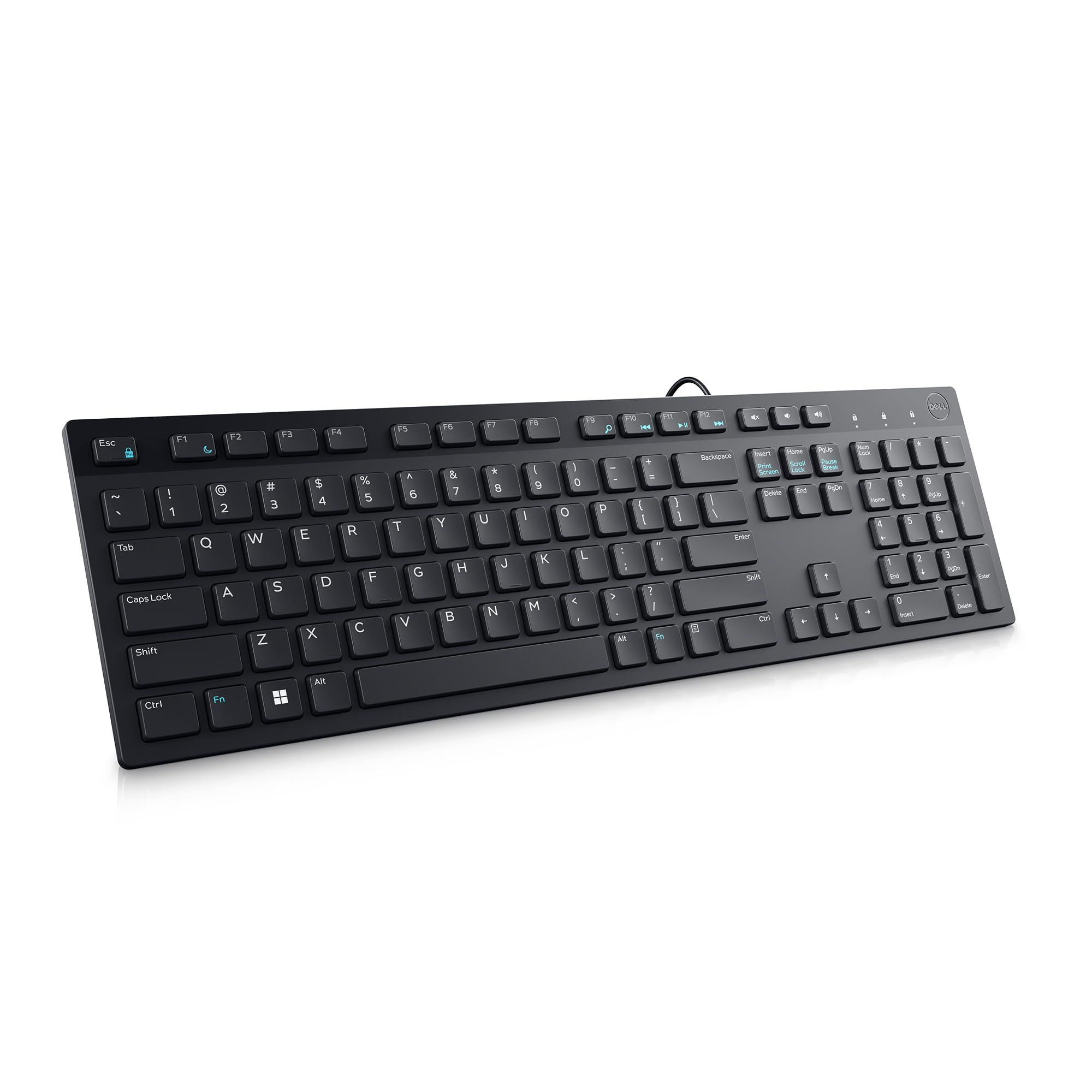 Dell KB216 Wired Multimedia Keyboard - Full-Size Layout with USB Interface, Chiclet Keys, Spill Resistance with 3 Indicator Lights| Plug and Play| Hot Keys: Volume, Mute, Play/Pause, Backward, Forward Dell KB216 Wired Multimedia Keyboard - Full-Size Layo
