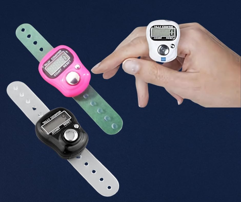 Wektu Digital Tally Counter Ring, Pack of 2, LCD Display, Multicolour, 10 cm x 3 cm, for Counting, Sports, Meditation