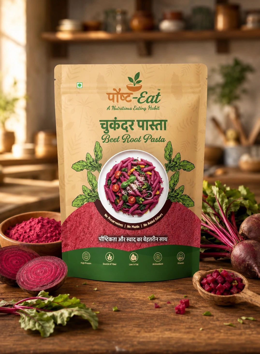 चुकंदर/Beetroot Pasta Penne Shape