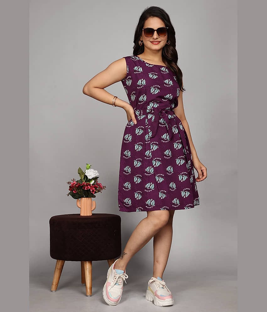 Devakii Women Crepe Printed Fit & Flare Dress ( Mint Green )