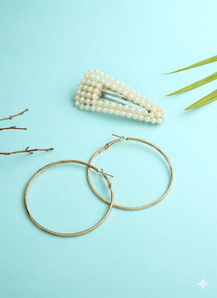 JustPeachy Gold-Toned Contemporary Hoop Earrings With Embellished Tic Tac Clip
