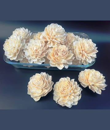 PUPRIWALL - White Dahlia Artificial Flower ( Pack of 10 )