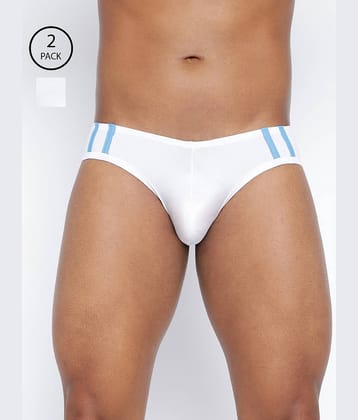 BASIICS By La Intimo Pack of 2 Cotton Blend Briefs For Men's ( White )
