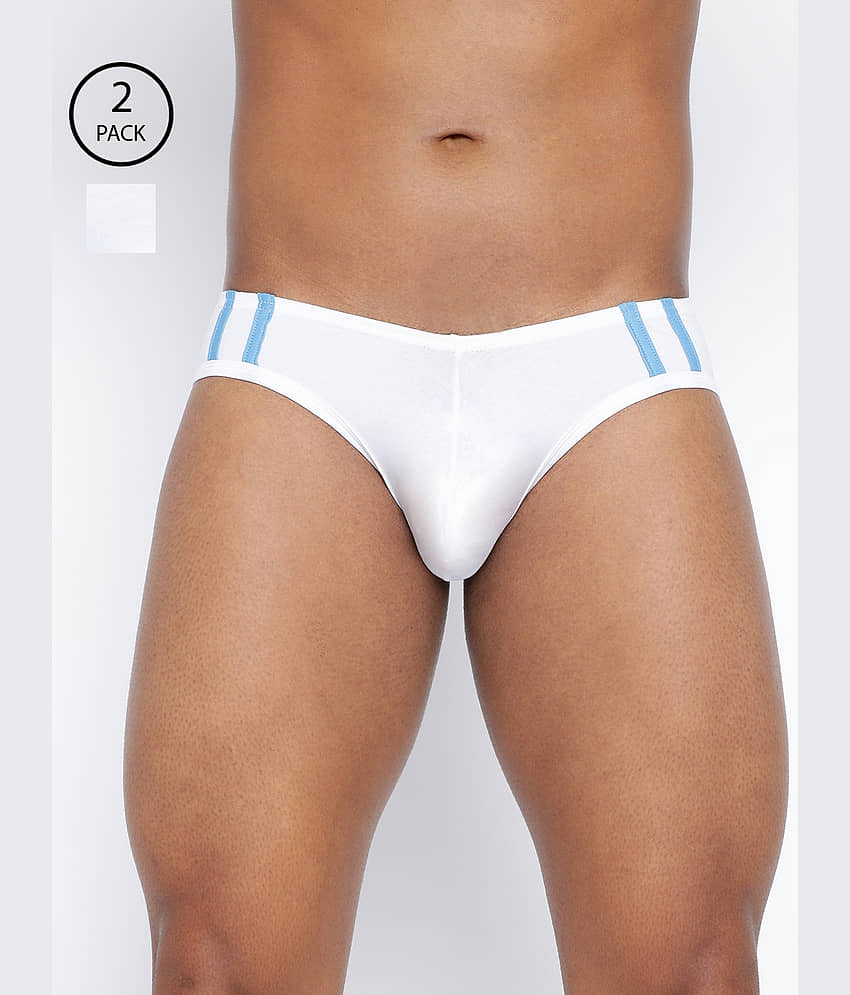 BASIICS By La Intimo Pack of 2 Cotton Blend Briefs For Men's ( White )