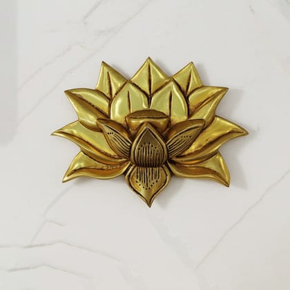 Handcrafted Brass Lotus Flower Statue | Spiritual Home Decor, Height : 5.2 Inch (BSMAS1607 F)
