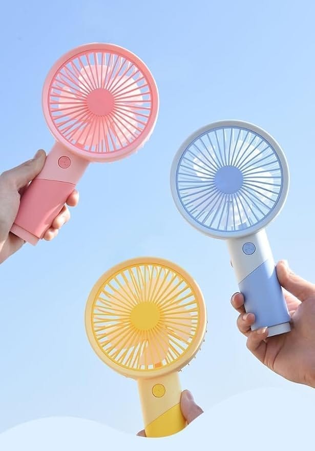 Denzcart Portable Mini USB Fan with Phone Stand, 3 Speeds, Rechargeable Lithium Battery, Desktop and Handheld, Brushless Motor, Multiple Charging Options, 20cm Mini Fan Cooler