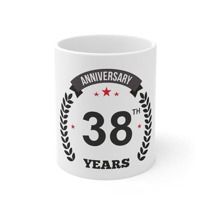 DARSHANS Ceramic 38th Anniversary Printed Coffee Mug (Color: White, Capacity:330ml)