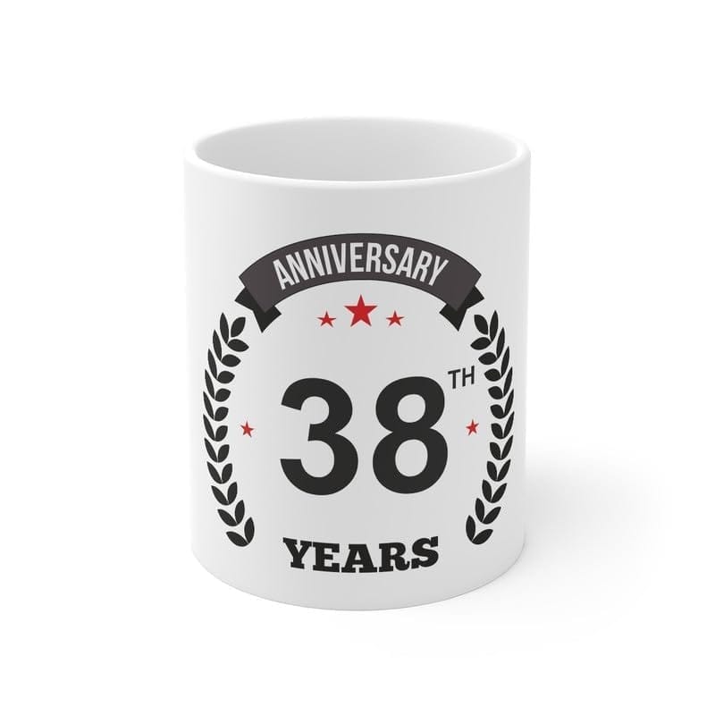 DARSHANS Ceramic 38th Anniversary Printed Coffee Mug (Color: White, Capacity:330ml)