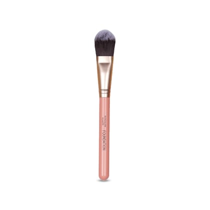 BUNGALOW BEAUTY Premium Foundation Brush, 18 cm, Synthetic Bristles, Rose Gold Handle, Professional Makeup Blending Tool