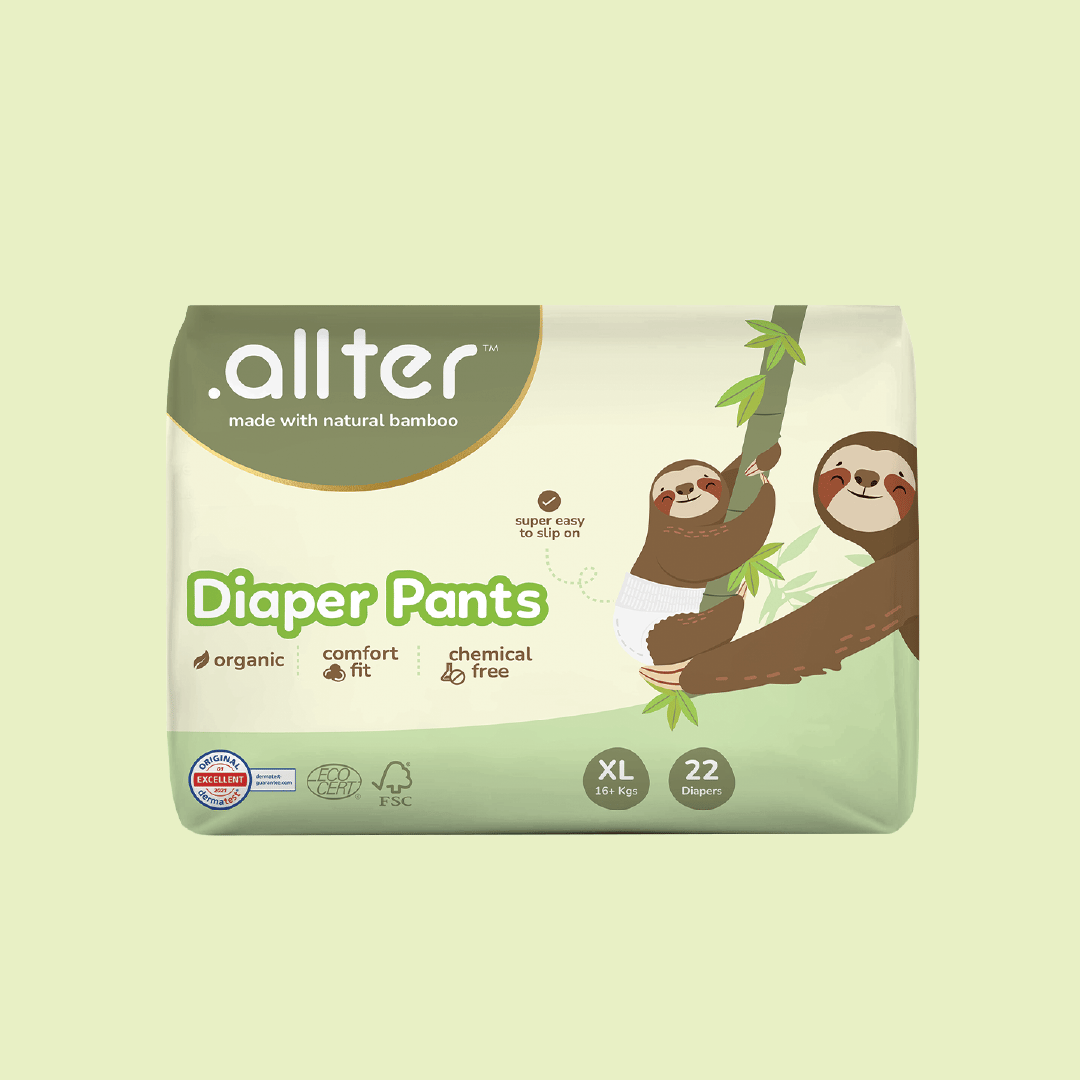 .allter Organic Bamboo Diaper Pants- XL (16kgs and above), 22 Pcs