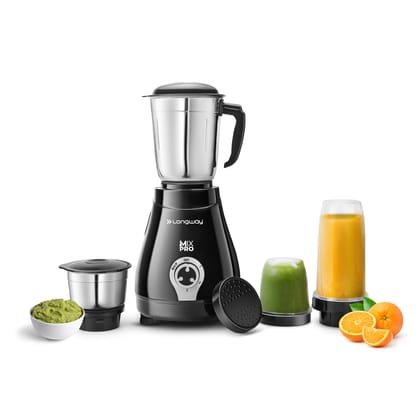 Longway Mix Pro 550 Watt Mixer Grinder with 4 Jars for Grinding, Mixing, Blending, Juicing with Powerful Motor (Black & Gray,4 Jars) Longway Mix Pro 550 Watt Mixer Grinder with 4 Jars for Grinding, Mixing, Blending, Juicing with Powerful Motor (Black & G Longway Mix Pro 550 Watt Mixer Grinder with 4 Jars for Grinding, Mixing, Blending, Juicing with Powerful Motor (Black & Gray,4 Jars) Longway Mix Pro 550 Watt Mixer Grinder with 4 Jars for Grinding, Mixing, Blending, Juicing with Powerful Motor (Black & G