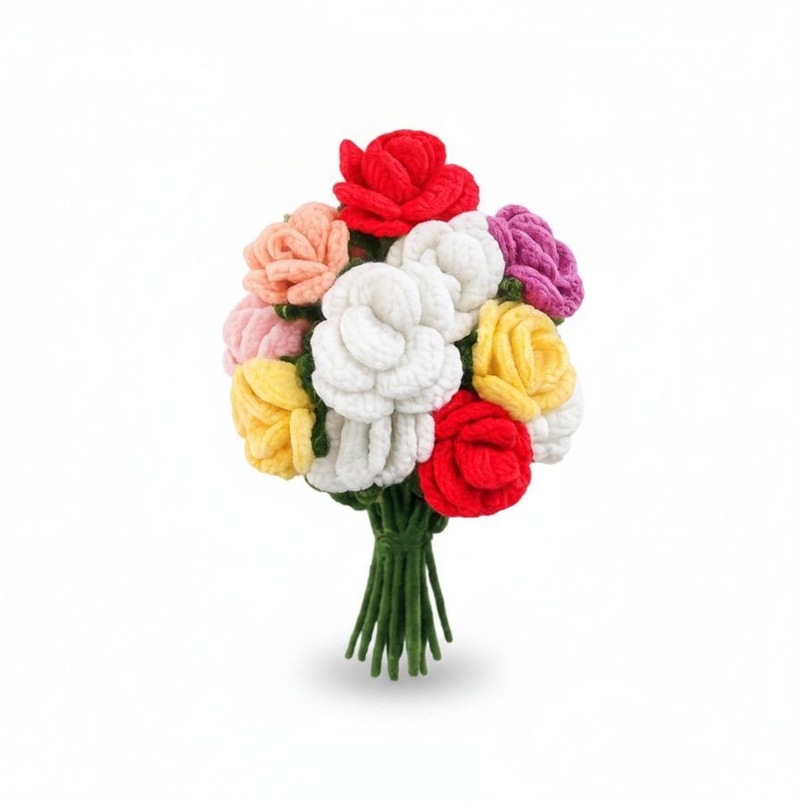 Handmade Crochet Rose Flower Bouquet