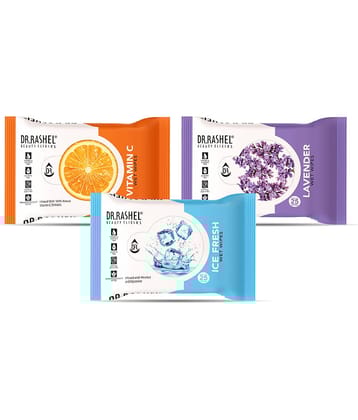 DR.RASHEL Vitamin C, Ice Fresh, Lavender Wet Wipes ( 75 Pcs ) Pack of 3