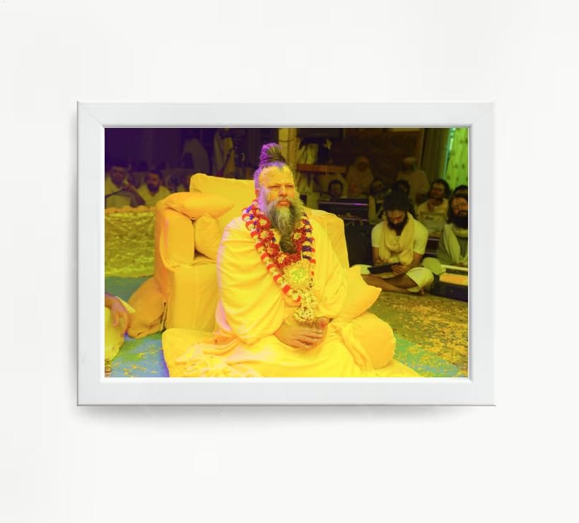 NOKKES Premanand Ji Maharaj White Religious Photo frame 5X7 Inch Photo Frame_WEW28