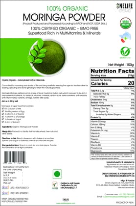 Organic Moringa Powder 100g, 2 packs