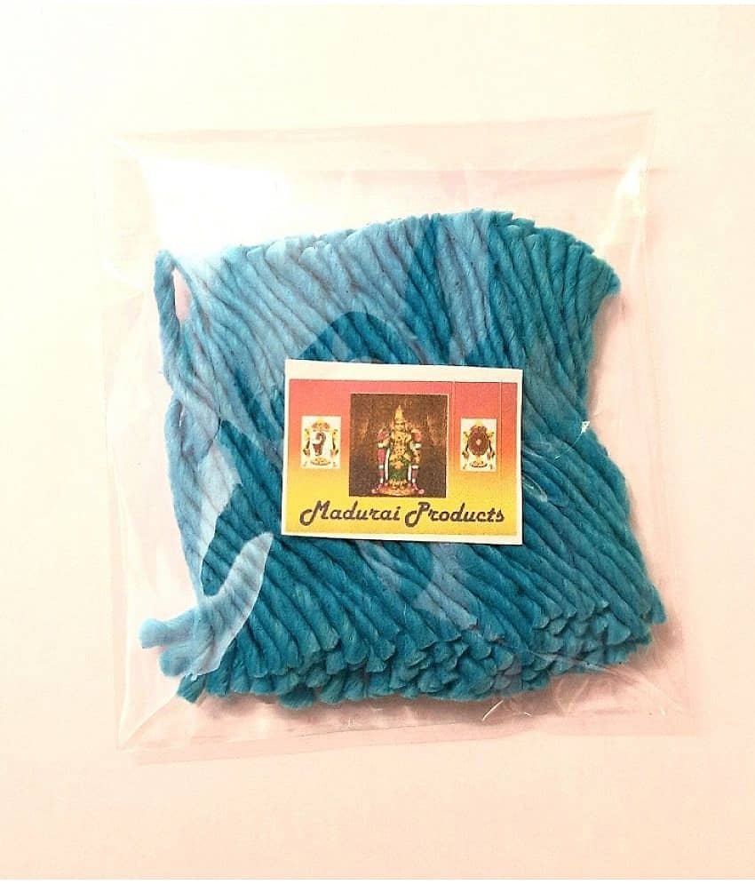 Madurai Products Blue WICKS THIRI Batti Long Cotton Wicks or Diya Batti Navratri Special Jyoti Batti Pack LENGTH 9CM X HEIGHT 9CM   X 5MM WIDTH - 108 PIECES
