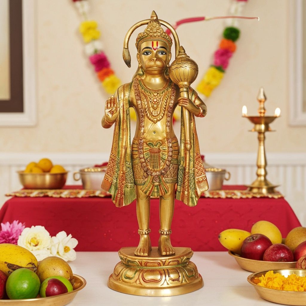 Brass Standing Hanuman Ji God Idol Statue - Finish, Height : 27 Inch (BSMAS1301 I)