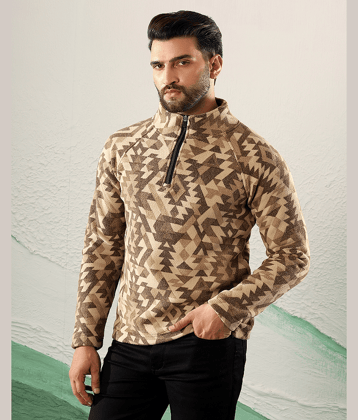 Glito Fleece Turtle Neck Men's Sweatshirt - Brown ( Pack of 1 )