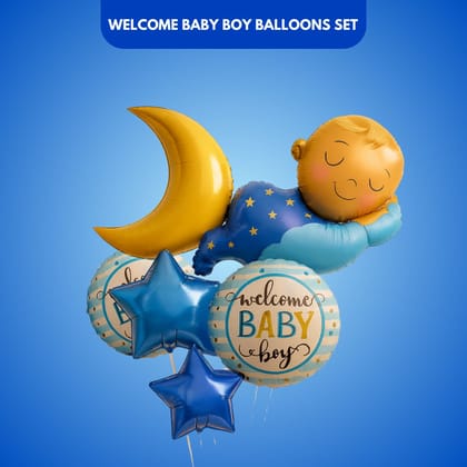 Welcome Baby Boy Balloon Set - 6PC Welcome Baby Boy Balloon Set - 6PC