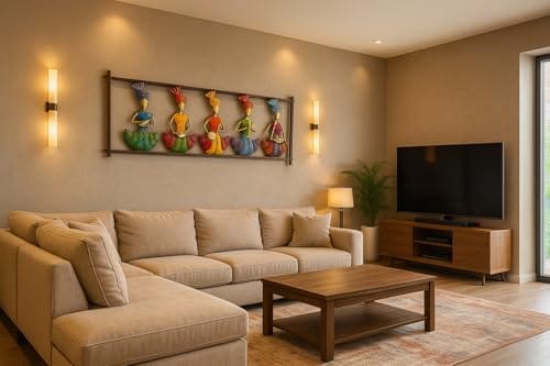 Wall Hanging Decor (30 x 10.5 Inch) | Indian Traditional Wrought Iron Wall Art for Living Room, Bedroom, Hallway