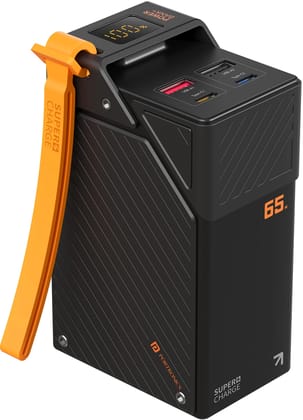 Portronics POR-3018 Halley 30K 30000mAh 65W Fast Charging Power Bank with Dual Type-C PD & Dual USB-A Ports, Digital Display & Lanyard (Color May Vary)