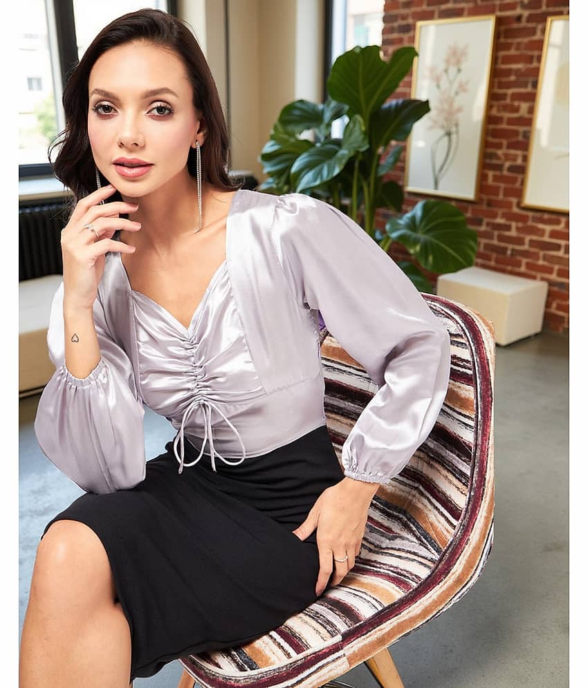 Zima Leto Women Satin Colorblock Shift Dress ( Grey )