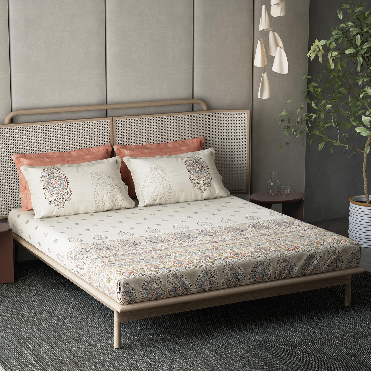 DDECOR - Kalakriti Collection 100% Cotton Global Ethnic Pattern 180TC  Beige