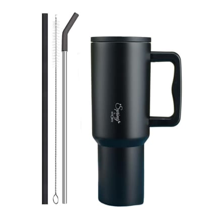 Spring by LA FORTE 1200ml Insulated Tumbler with Handle, Lid & Straws Spring by LA FORTE 1200ml Insulated Tumbler with Handle, Lid & Straws - Black