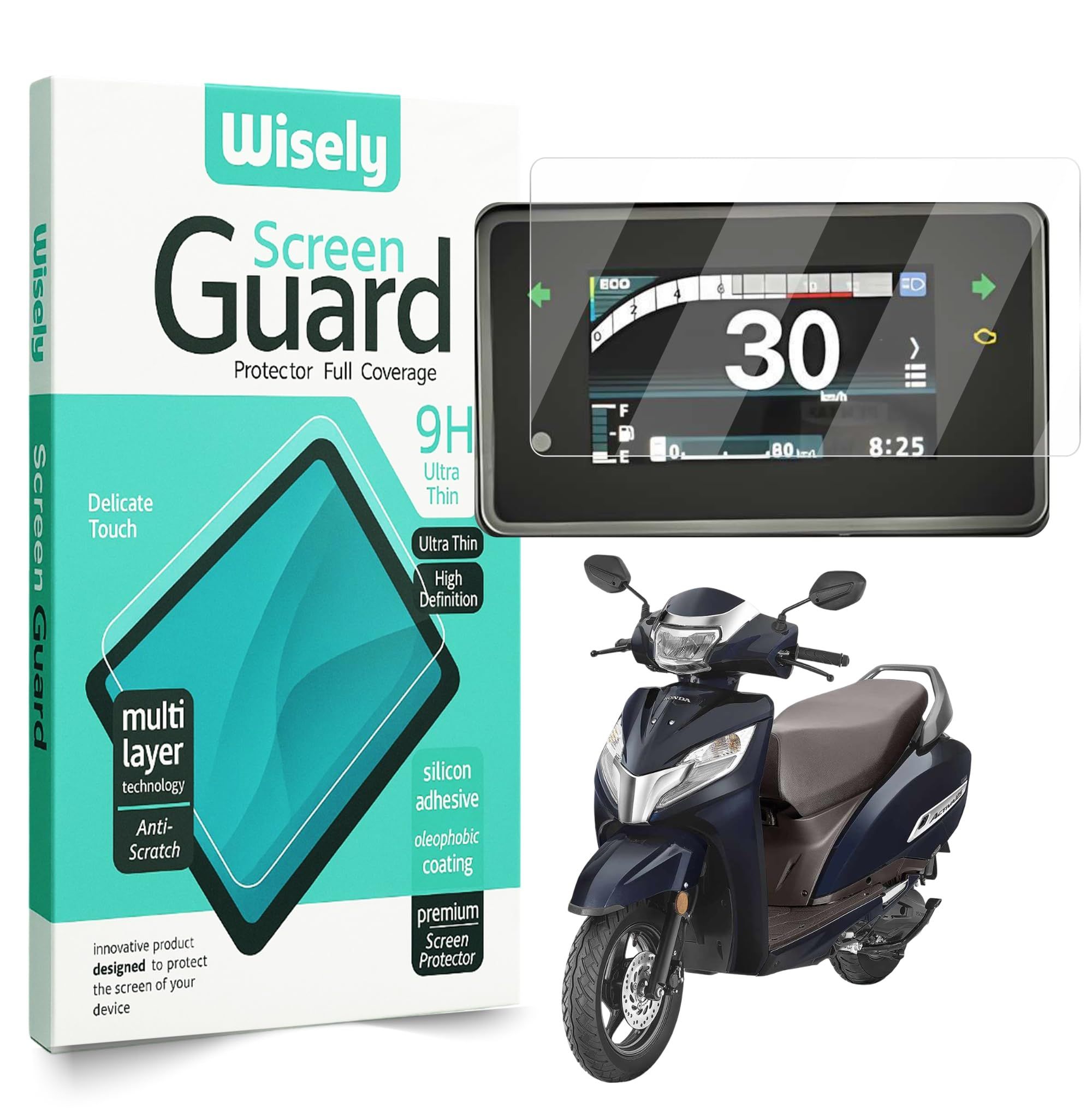 Wisely Premium Screen Guard for Honda Activa 125 (2025) | Activa 110 DLX Digital Meter Protector Scooter Instrument Cluster Touch Display, Anti Scratch, HD Clear Wisely Premium Screen Guard for Honda Activa 125 (2025) | Activa 110 DLX Digital Meter Prote