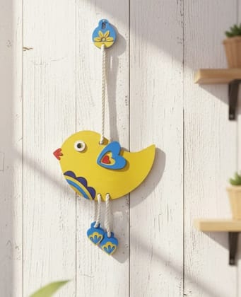 Yellow Bird Wall Hanging Decor with Blue Accents Madde of MDF Yellow Bird Wall Hanging Decor with Blue Accents Madde of MDF