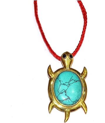 Rudradivine Gold Plated tourquise tortoise pendant For Men And Women tourquise tortoise pendant With Gold Plated Chain Turtle Astrological Pendant for Men and Women
