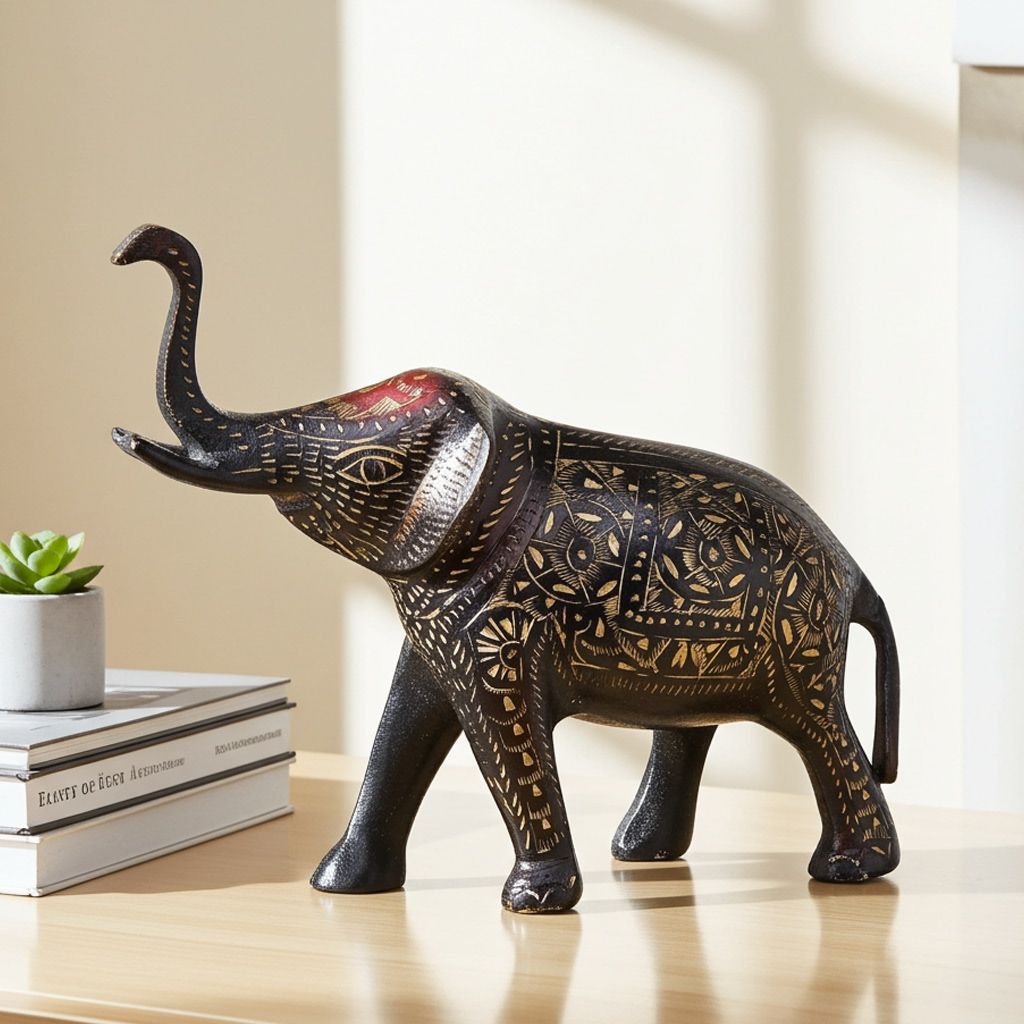 Brass Showpiece Standing Elephant Statue (ANMAS065 A)