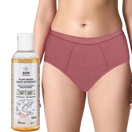 Avni - Washable Period Panty | 1 Panty Size XL + 200ml Liquid Detergent | Breathable Bamboo Fabric | Medium to Heavy Flow | Protection up to 10 hrs | High Waist for Women | Reusable for 2 yrs