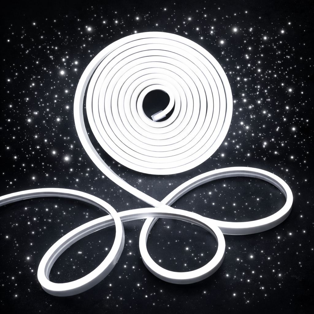 SPARKWORLD 5 Meter White LED Neon Flex Strip IP65 Waterproof, Cuttable, Uniform Neon Daylight-White | Size: 4.98 m
