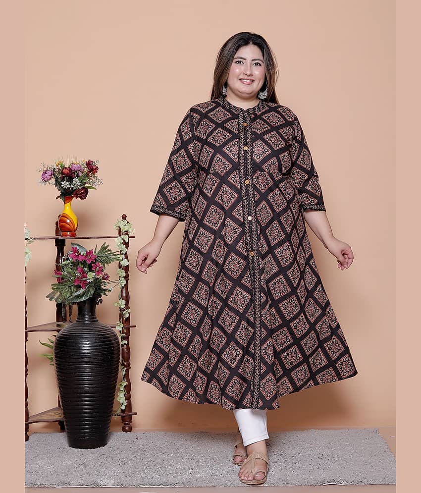 Avnii Women Cotton Printed A-line Kurti ( Blue )