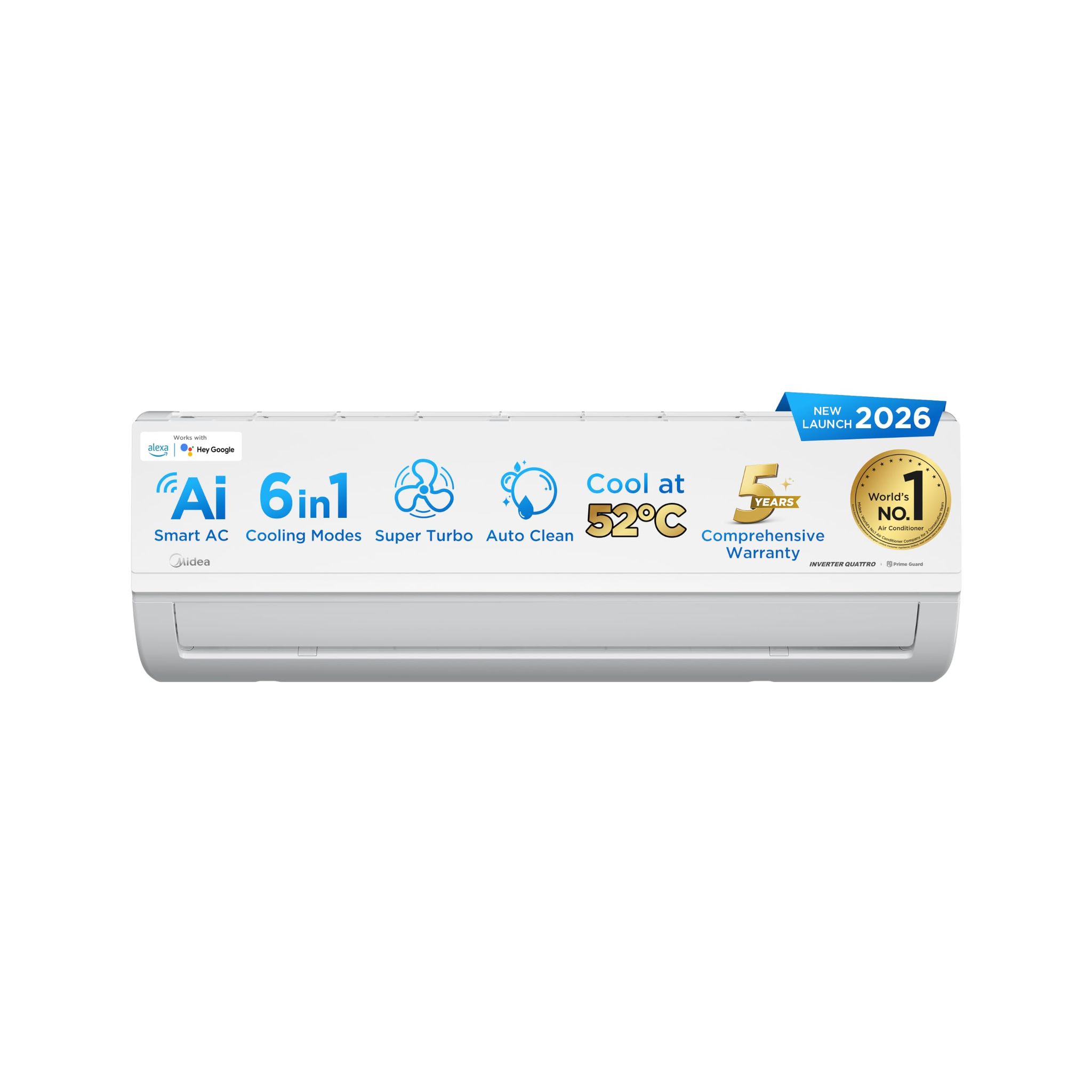 Midea 1 Ton 3 Star Inverter Split AC, Wi-Fi & 6-in-1, MAI12SD3R36W0 Midea 1 Ton 3 Star Inverter Split AC, Wi-Fi & 6-in-1, MAI12SD3R36W0 - White