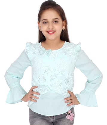 Cutecumber Pack of 1 Girls Georgette Tops ( Green )