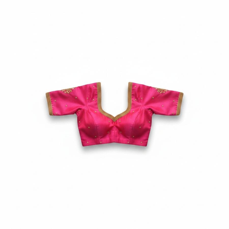 Women's Pink Embroidered Silk-Blend Blouse