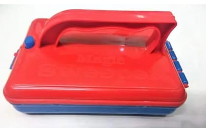 BREEPREE Plastic Handheld 2 Roller Carpet Cleaning Brush With Dust Crumb Collector Red Pack of 1