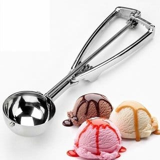 Stainless Steel Easy Trigger Ice Cream Scoop Scooper Serving Spoon, Multifunctional, Silver, 1 pc