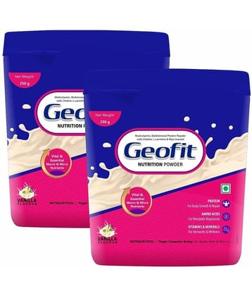 GEOFIT Vanilla Protein Powder Nutrient Rich Supplement for Energy & Strength, 250g (Pack of 2)
