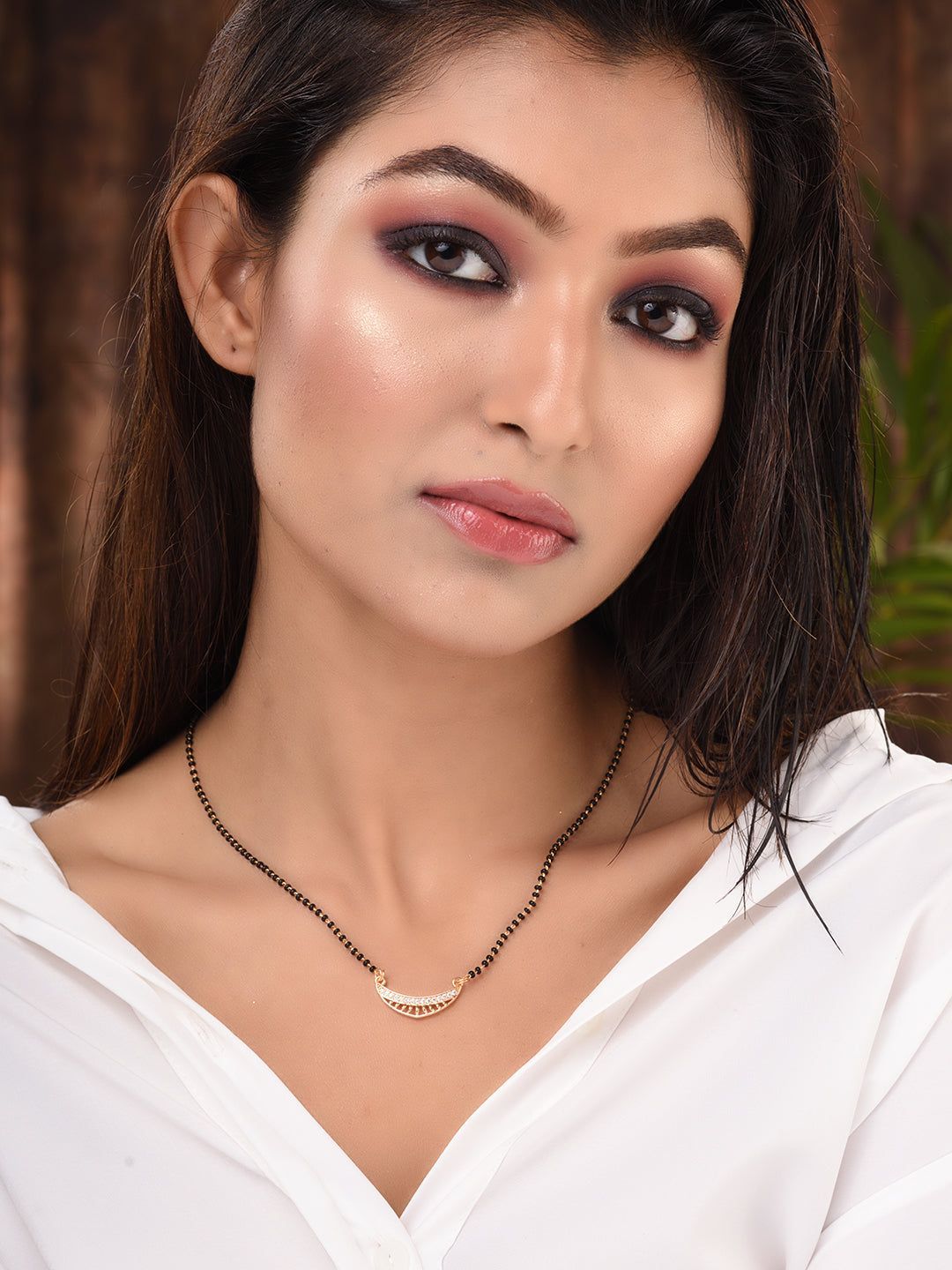 Set Of 2 Gold Plated AD Studded & Beaded Mangalsutra COMBO