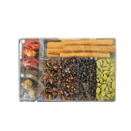 Kerala Spices Acrylic Masala Box For Kitchen Spice Box Container 6 in 1 Masala Dabba Gift Hamper Kerala Spices Acrylic Masala Box For Kitchen Spice Box Container 6 in 1 Masala Dabba Gift Hamper