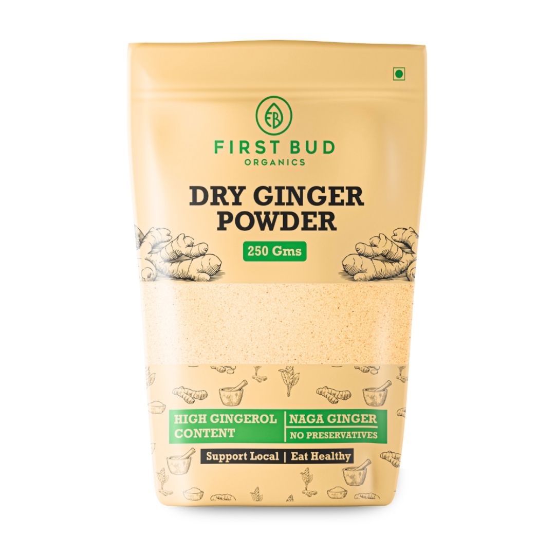 Dry Ginger Powder - 250gm | Organic Ginger Powder With High Gingerol Content | Non GMO, Gluten Free & No Preservatives | Perfect For Cooking, Baking, Smoothies, and Teas