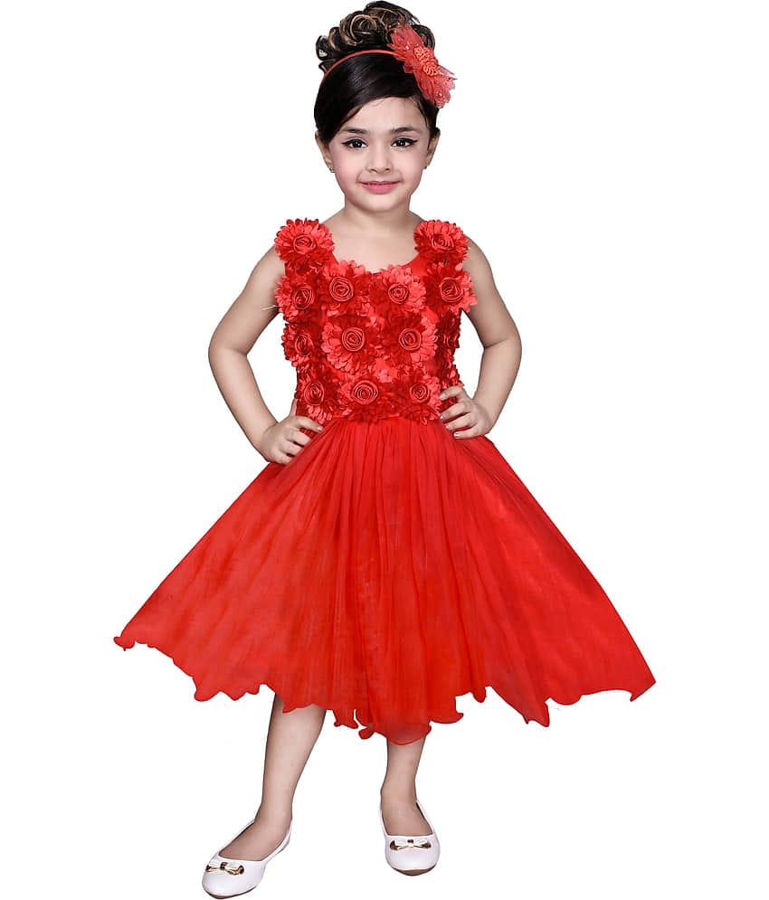 Arshia Fashions Baby Girls Net Frocks ( Red )