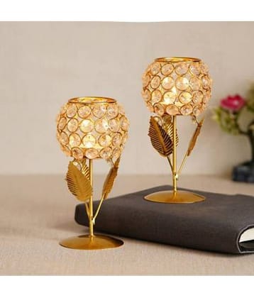 Arsalan Gold Table Top Iron Tea Light Holder - Pack of 2