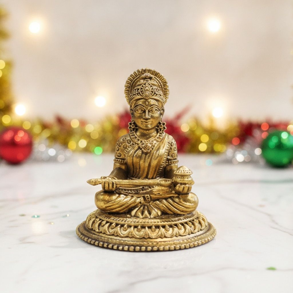 Brass Maa Annapurna Idol Statue, Height : 3 Inch (BSMAS1924 G)
