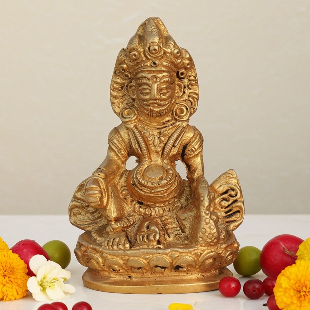 Brass Kuber Maharaja Statue - Wealth God Showpiece for Home, Height : 3 Inch (BSMAS396 C)
